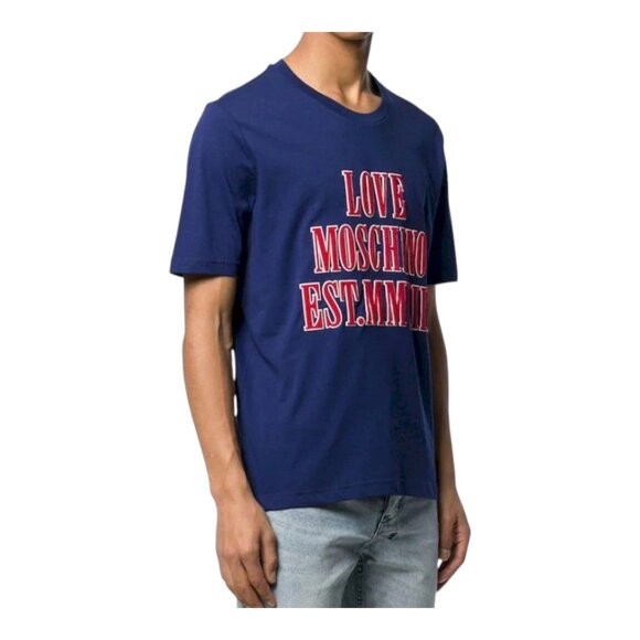 Love Moschino Est. MMVIII 3D Print Short Sleeve Crewneck T-shirt Men's Medium - Picture 1 of 9